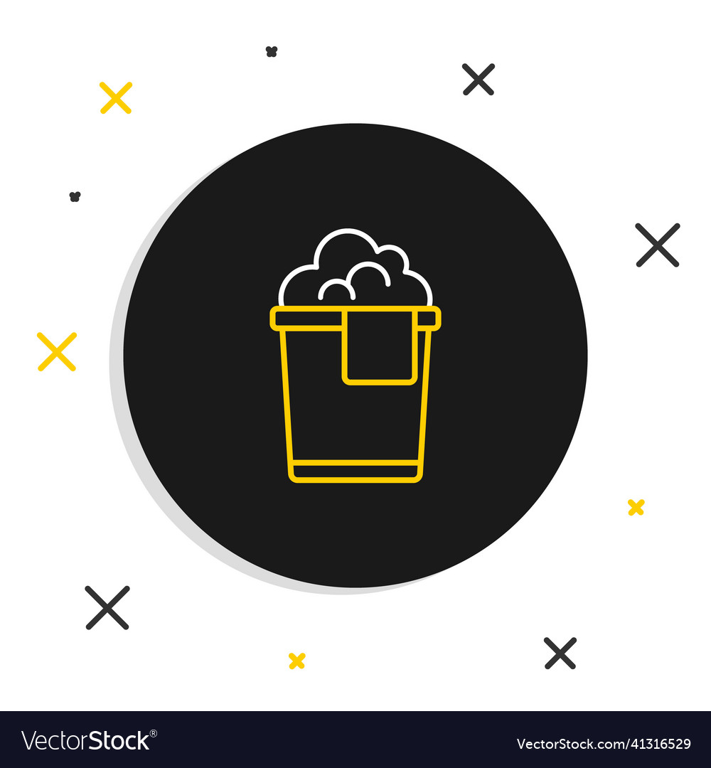 Line bucket with foam and bubbles icon isolated