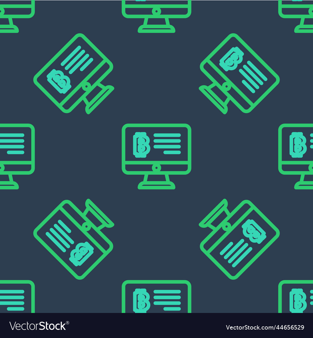 Line mining bitcoin from monitor icon isolated vector image Line mining bitcoin from monitor icon isolated