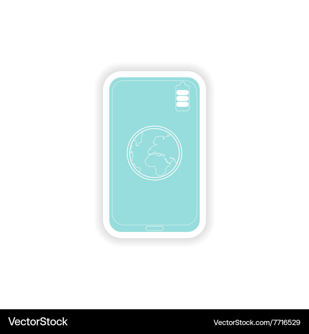Paper sticker on white background mobile phone Vector Image