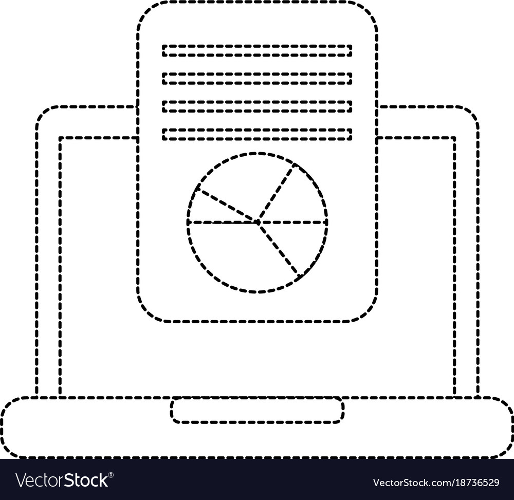 Pie graph chart on laptop screen icon image