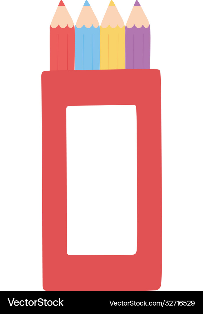 School education pencils color in box isolated Vector Image