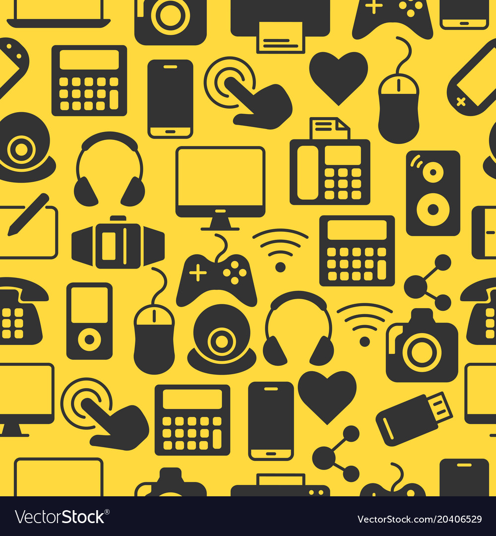 Seamless pattern with computers and accessories