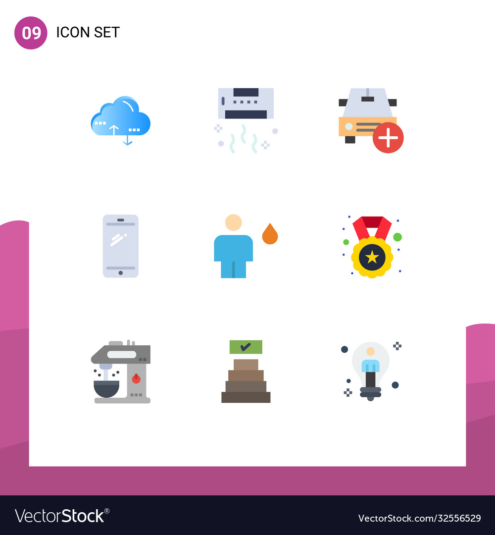 Set 9 flat colors on grid for android smart