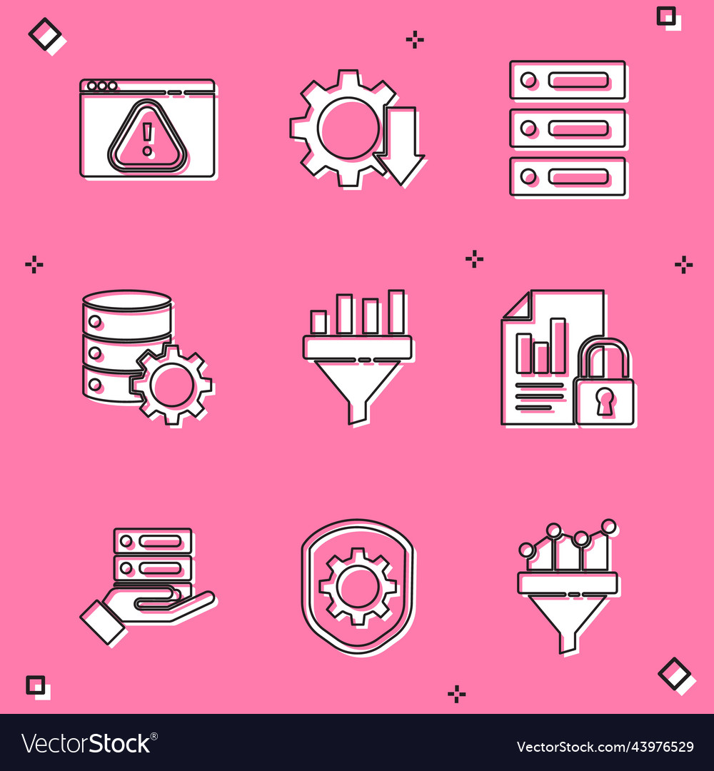 Set browser with exclamation mark cost reduction vector image Set browser with exclamation mark cost reduction