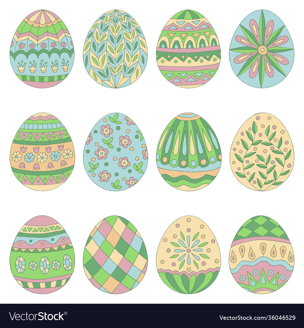 Set easter eggs with abstract patterns Vector Image Set easter eggs with abstract patterns