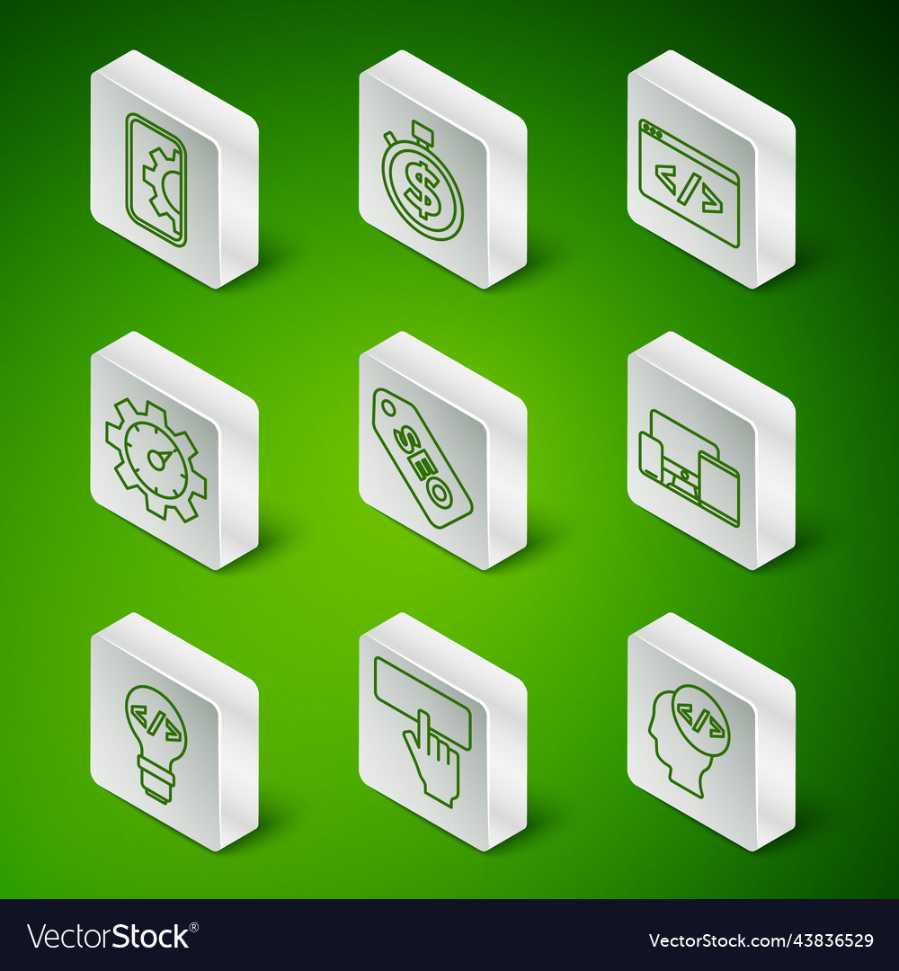 Set line front end development keyboard web seo vector image Set line front end development keyboard web seo