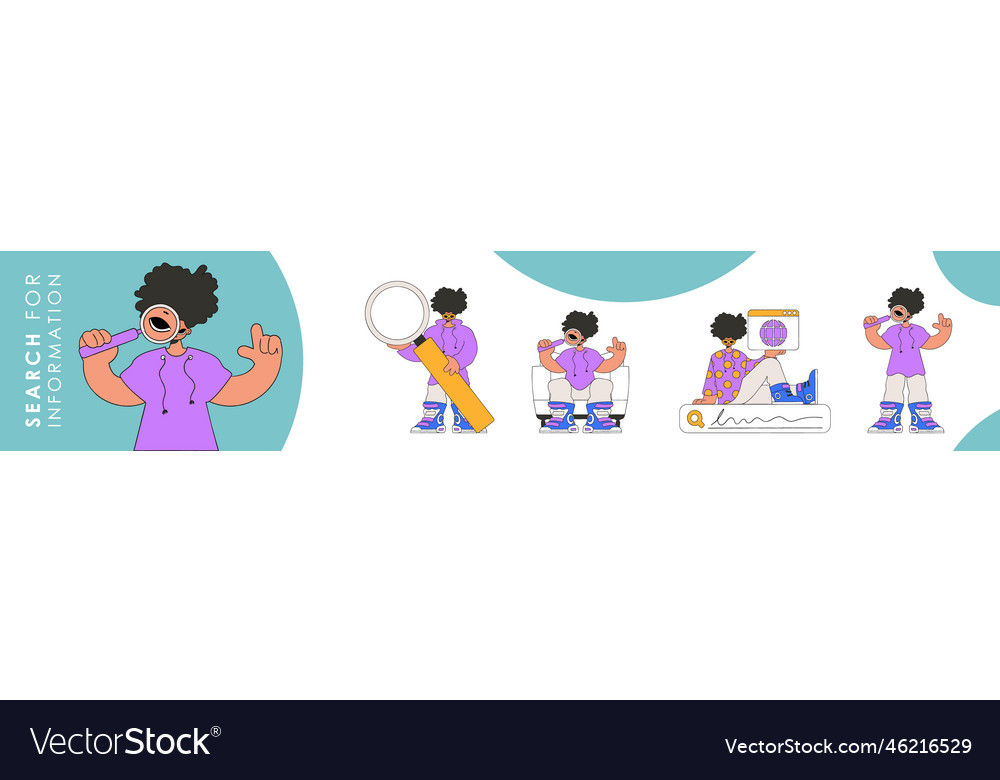 Set of character for the topic searching Vector Image Set of character for the topic searching