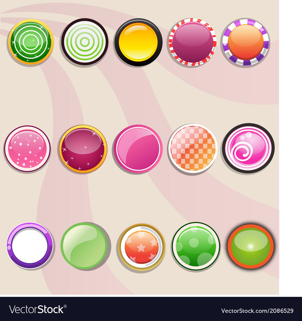 Set of round buttons colorful icon