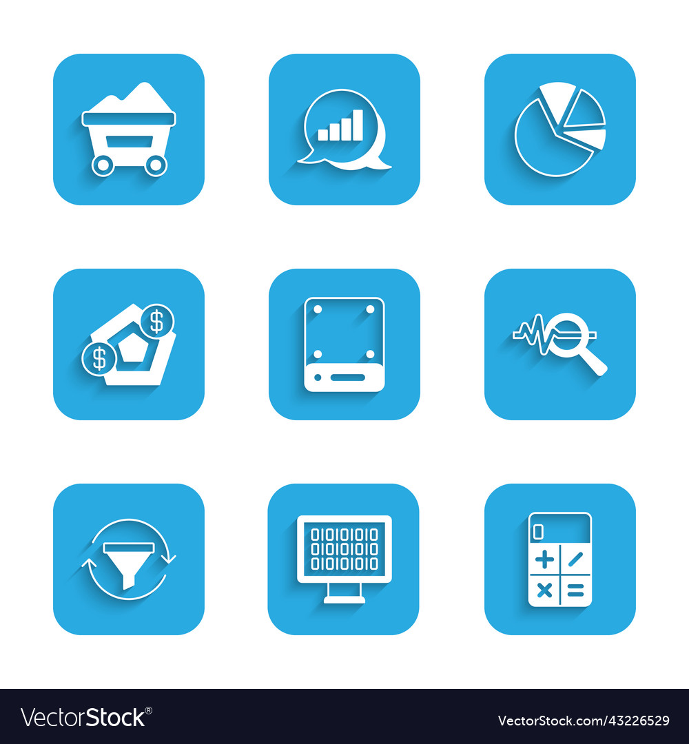 Set server binary code calculator search data vector image Set server binary code calculator search data