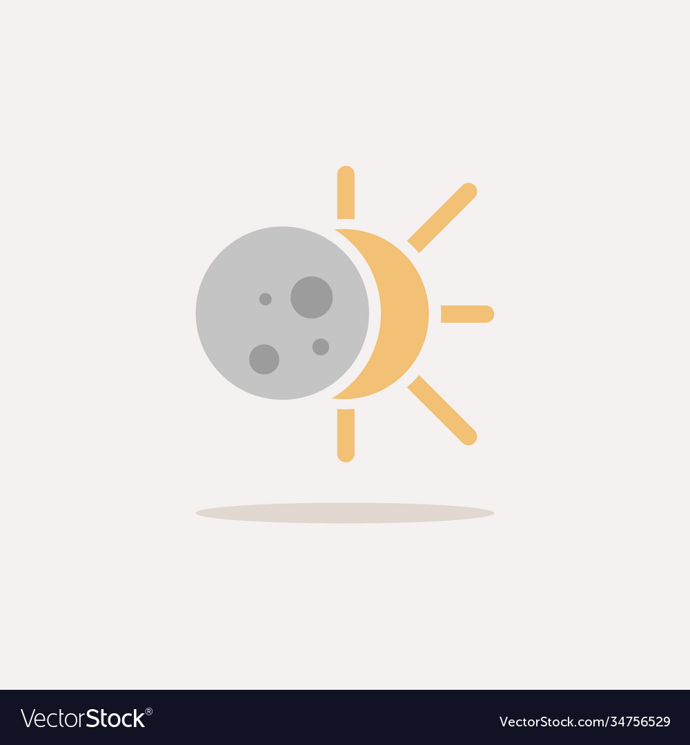 Solar eclipse color icon with shadow weather