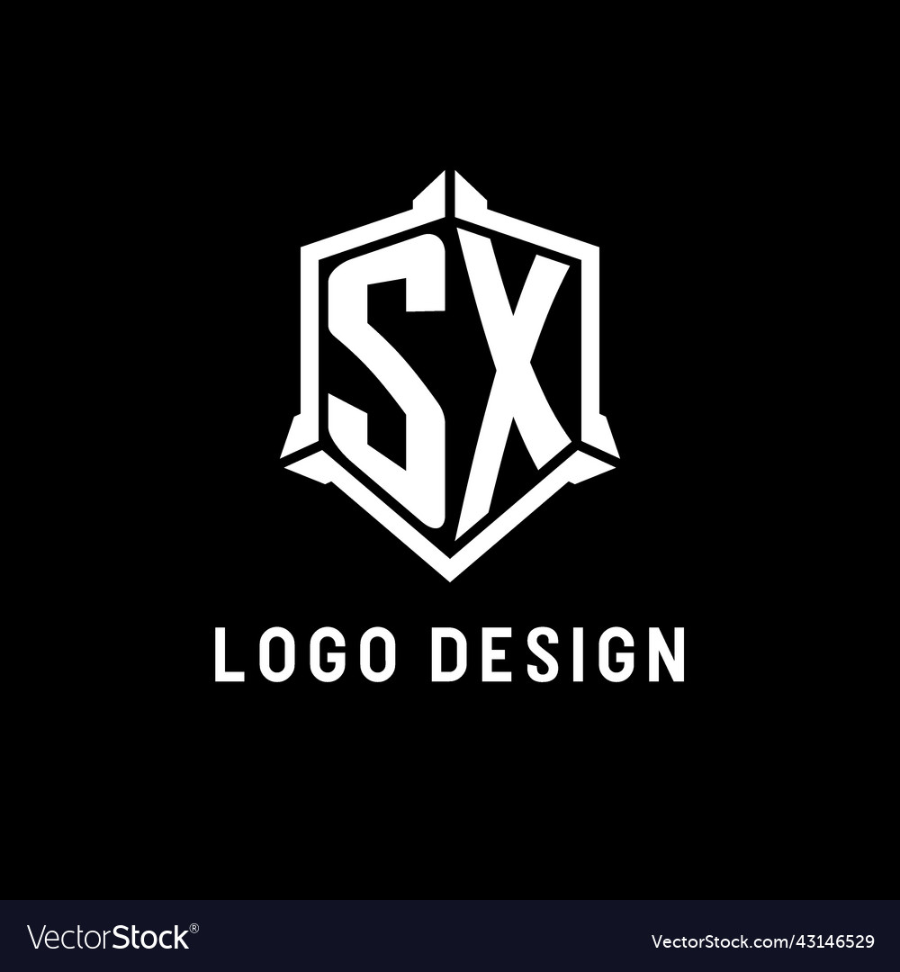Sx logo initial with shield shape design style