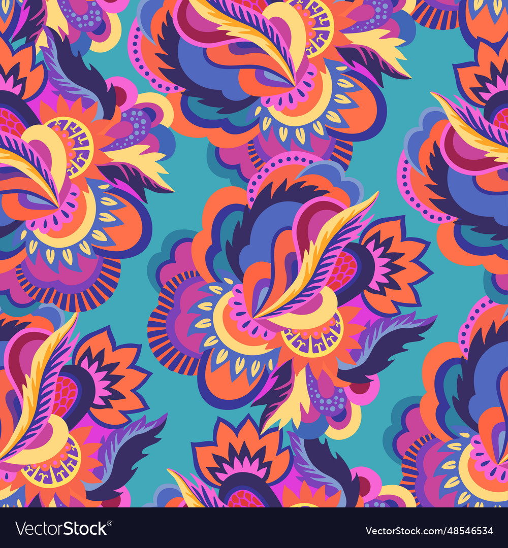 Bright seamless psychedelic pattern with abstract