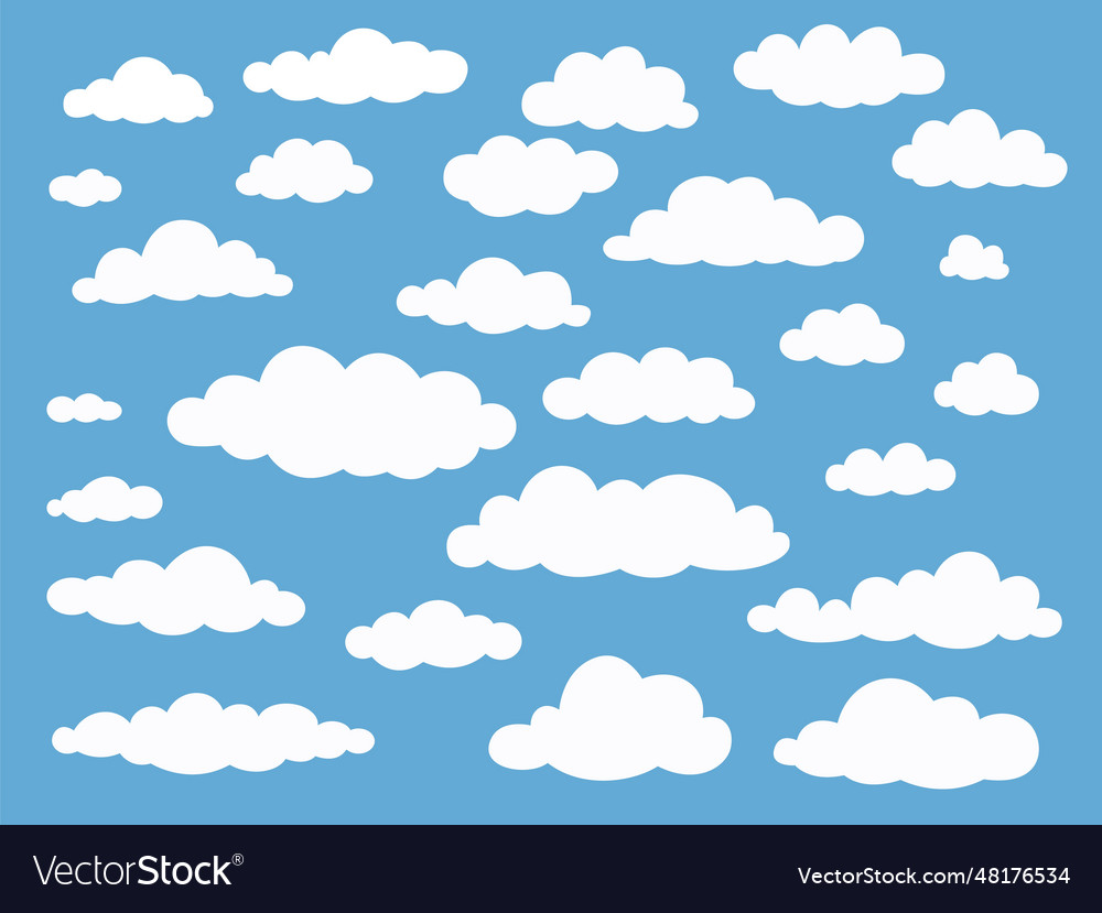 Cartoon cumulus clouds white heaven fluffy Vector Image