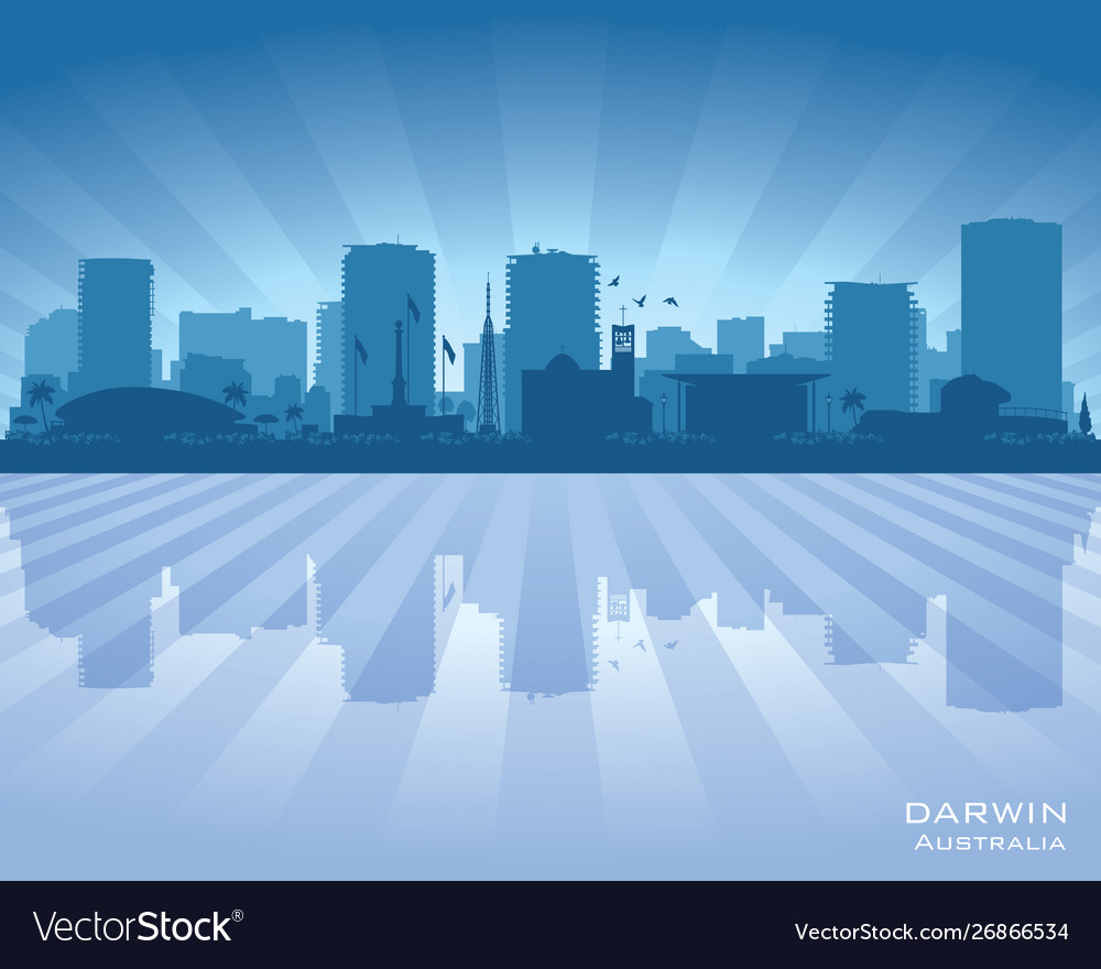 Darwin australia city skyline silhouette