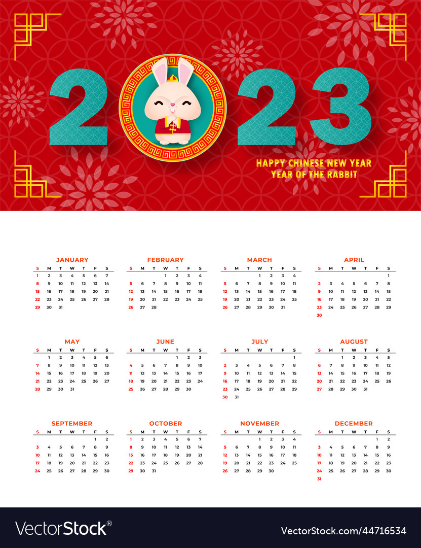 Happy chinese new year 2023 calendar greeting card