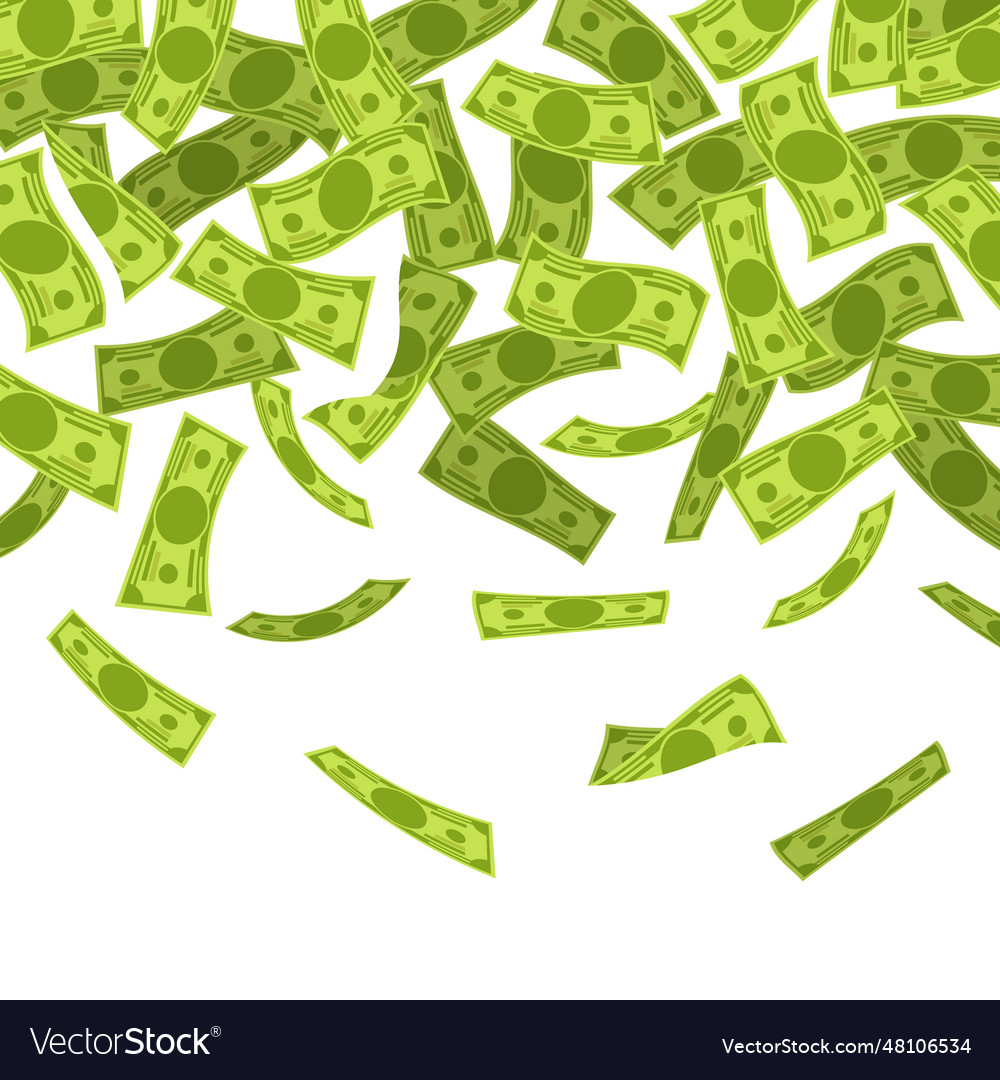 Money rain falling dollars banknotes finances Vector Image