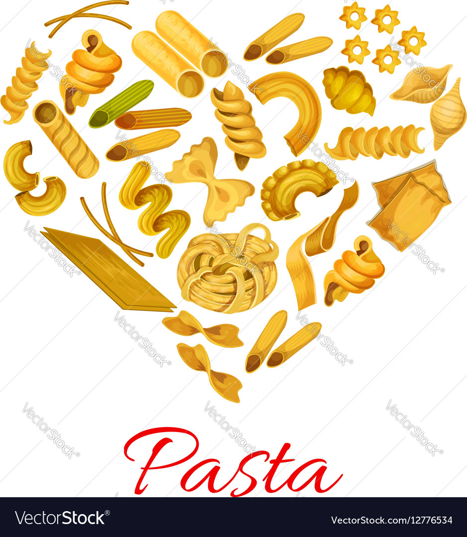 Pasta in shape heart symbol Royalty Free Vector Image