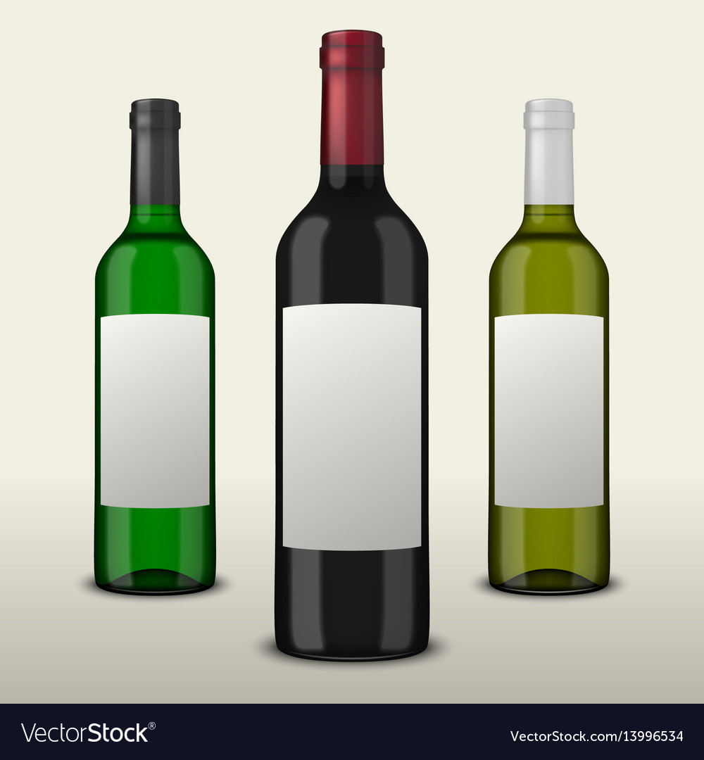 Set three realistic wine bottles Royalty Free Vector Image