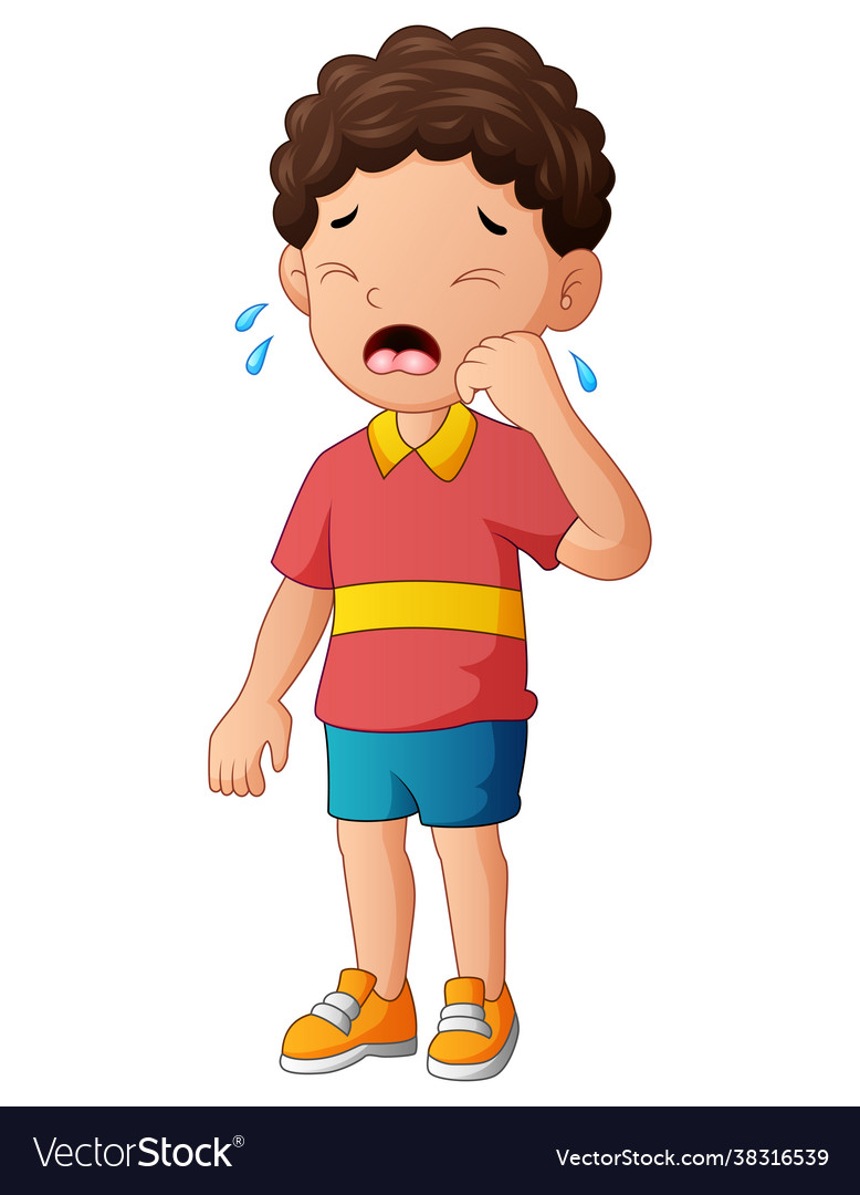 A young boy crying Royalty Free Vector Image - VectorStock