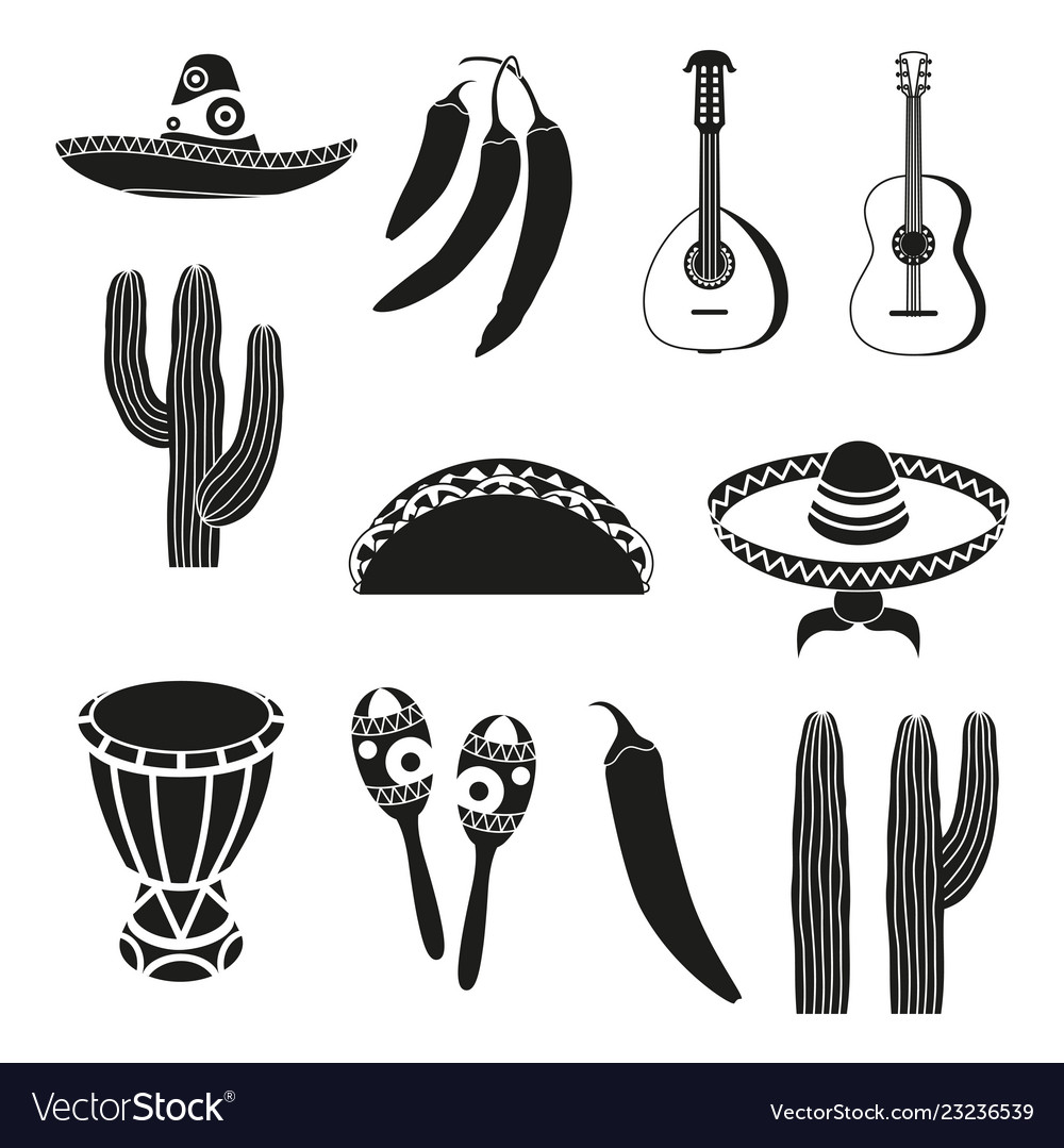 Black and white 12 mexican elements