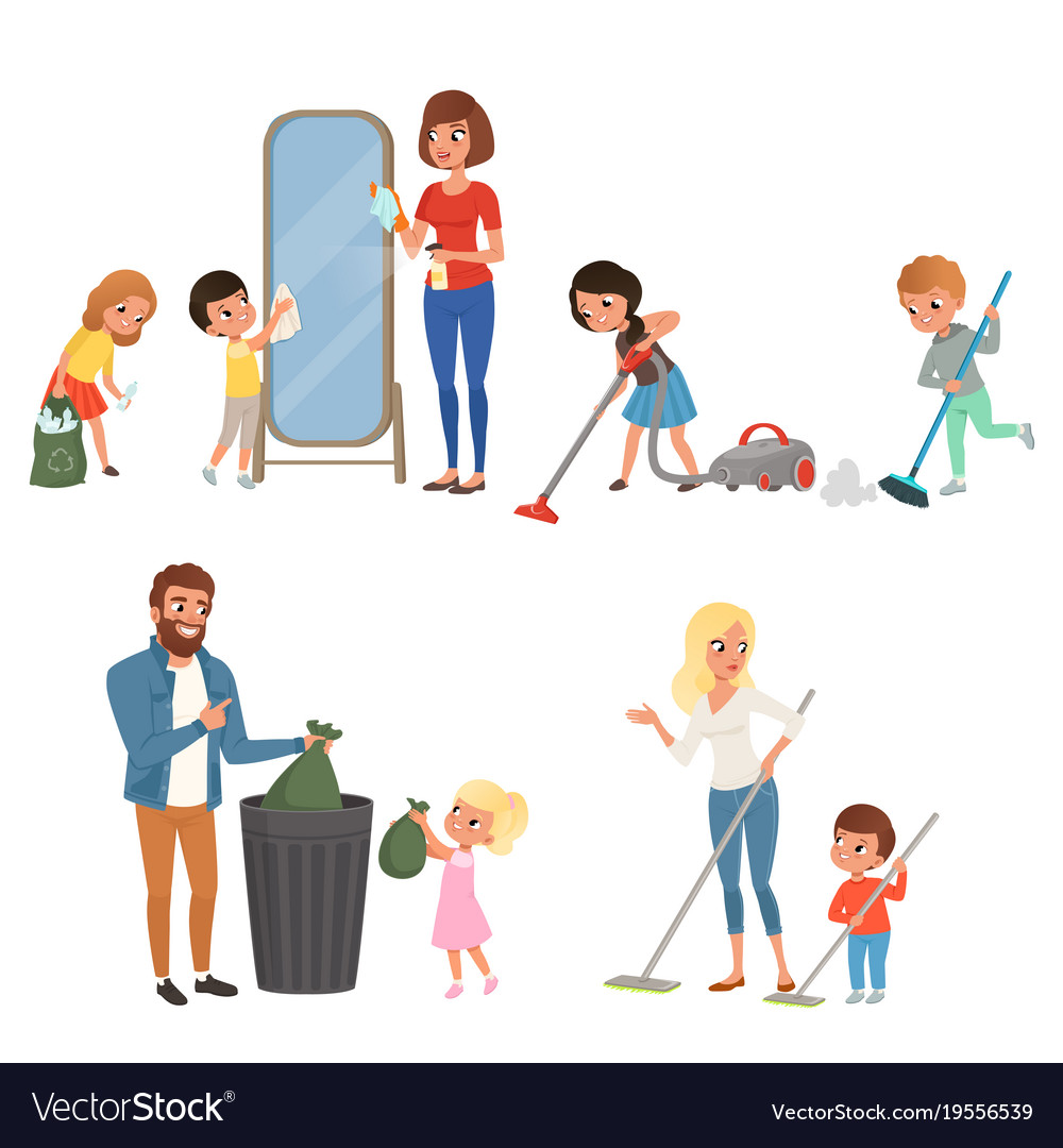 Children Helping Parents At Home Clipart