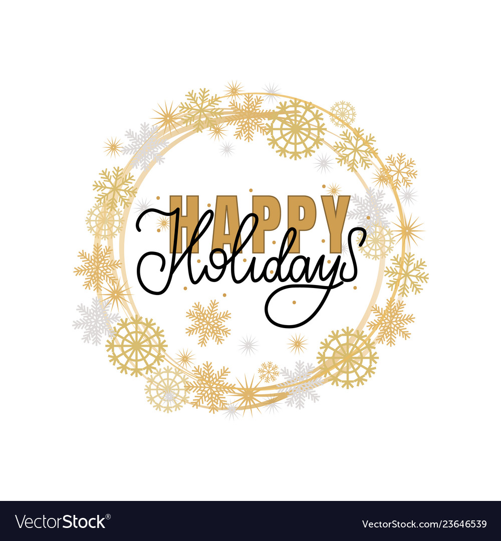 Happy holidays lettering hand drawn doodle text