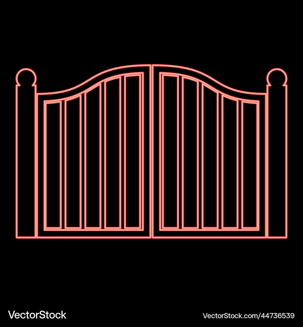 Neon old gate red color image flat style Vector Image