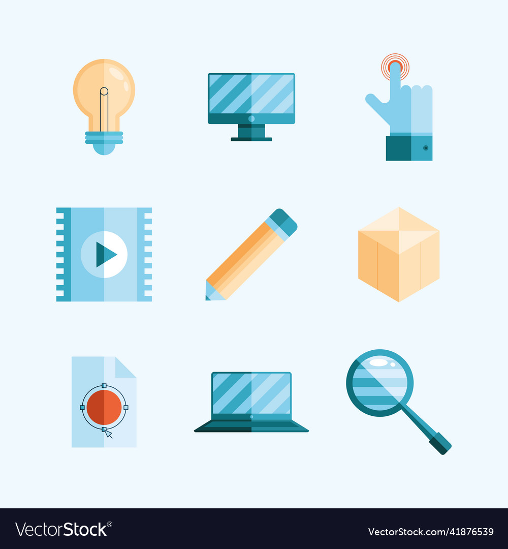 Nine development design icons