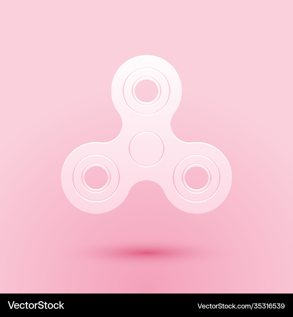 Paper cut fidget spinner icon isolated 