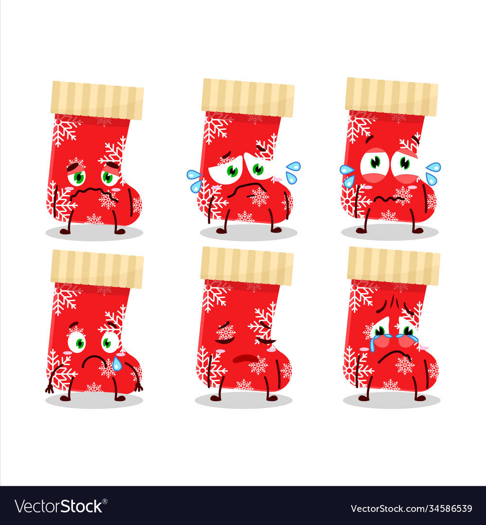 Rote Weihnachten Socken Cartoon Charakter mit traurig