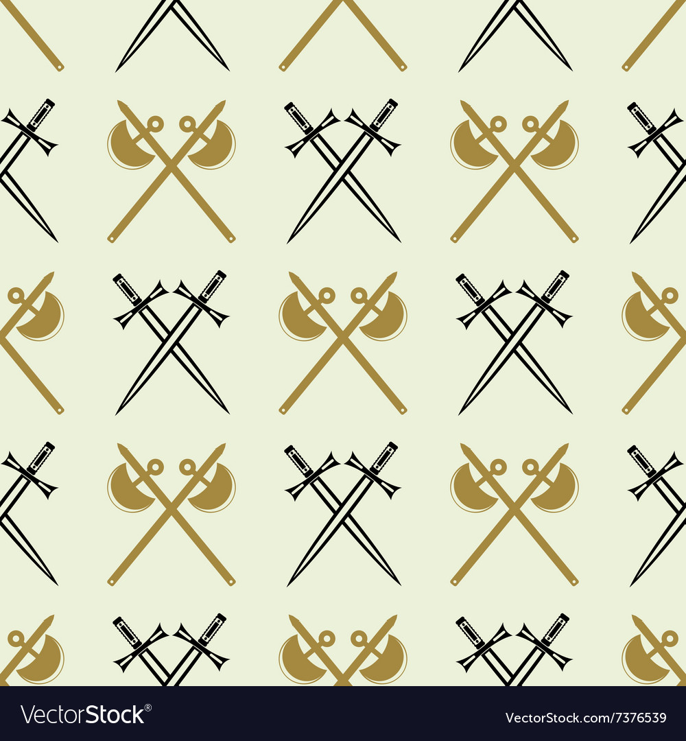 Seamless background with swords and axes