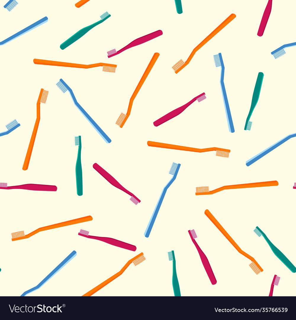 Seamless pattern with colorful toothbrushes Vector Image Seamless pattern with colorful toothbrushes