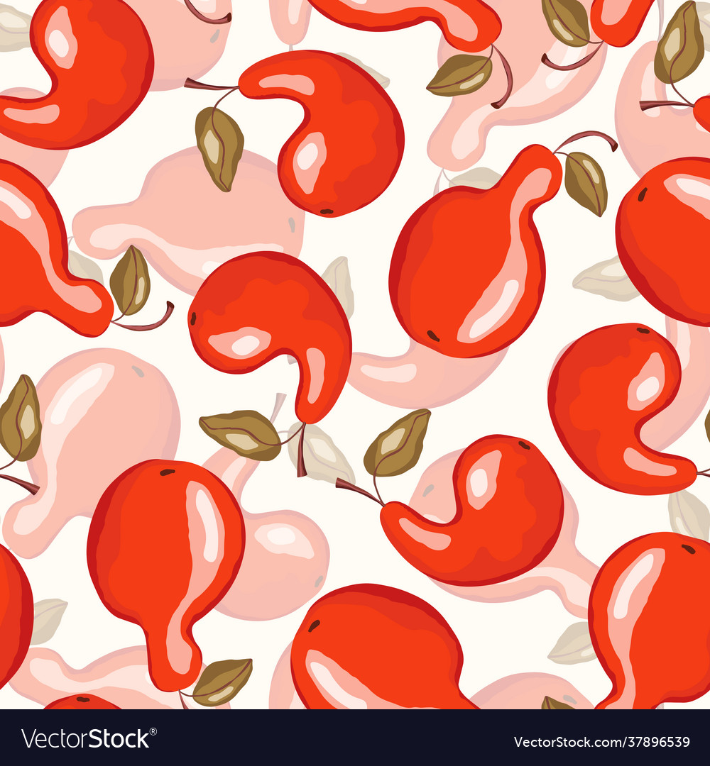 Seamless pattern with pear on white background