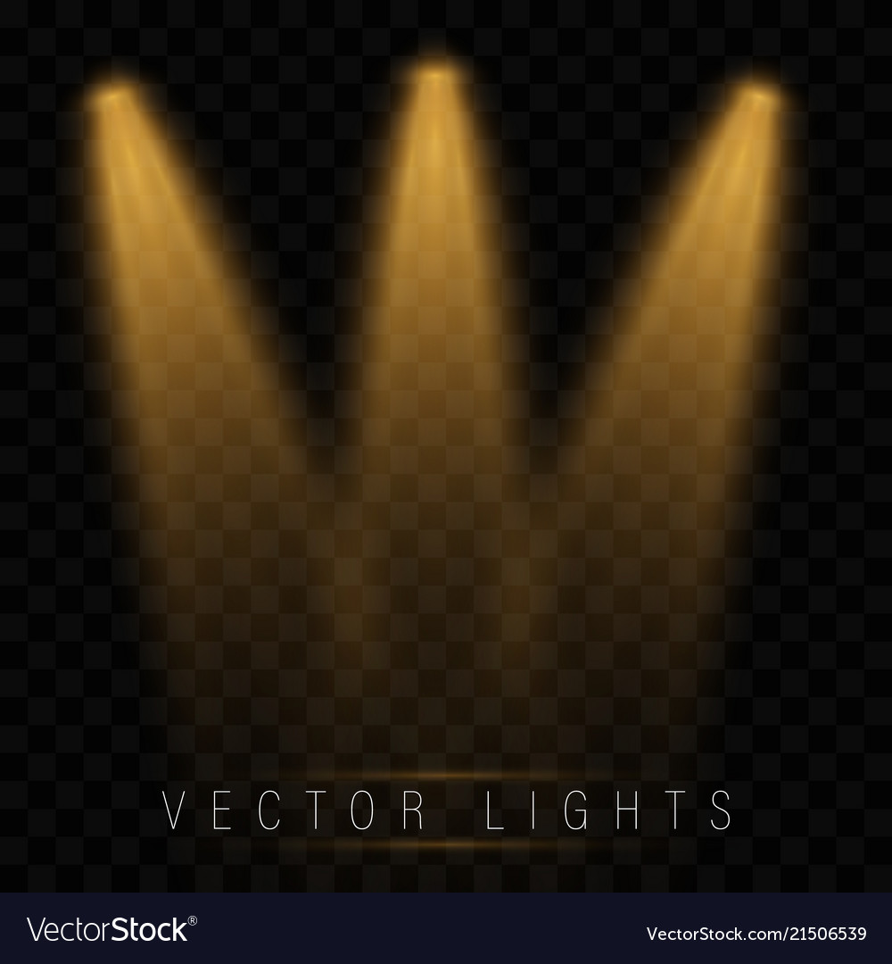 Set golden spotlights Royalty Free Vector Image