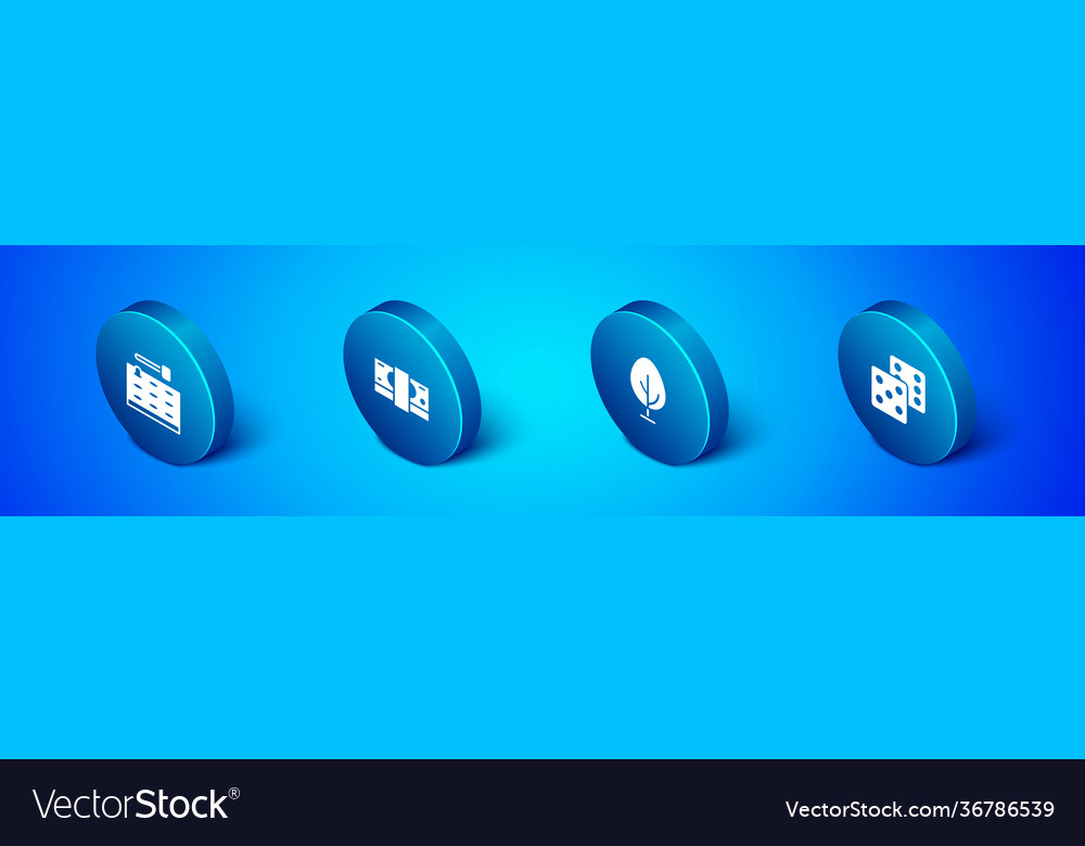 Set isometric arcade game machine tree dice Vector Image Set isometric arcade game machine tree dice