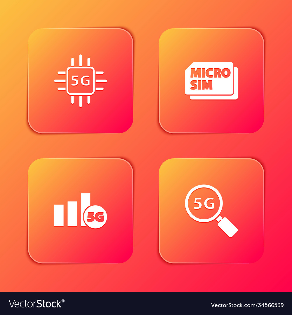 Set processor 5g micro sim card network vector image Set processor 5g micro sim card network