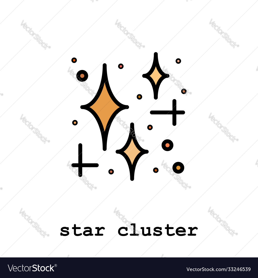 Star cluster color icon thin line linear outline