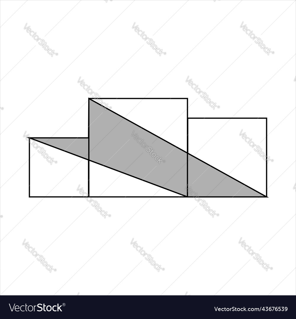Three squares of different sizes form a shape