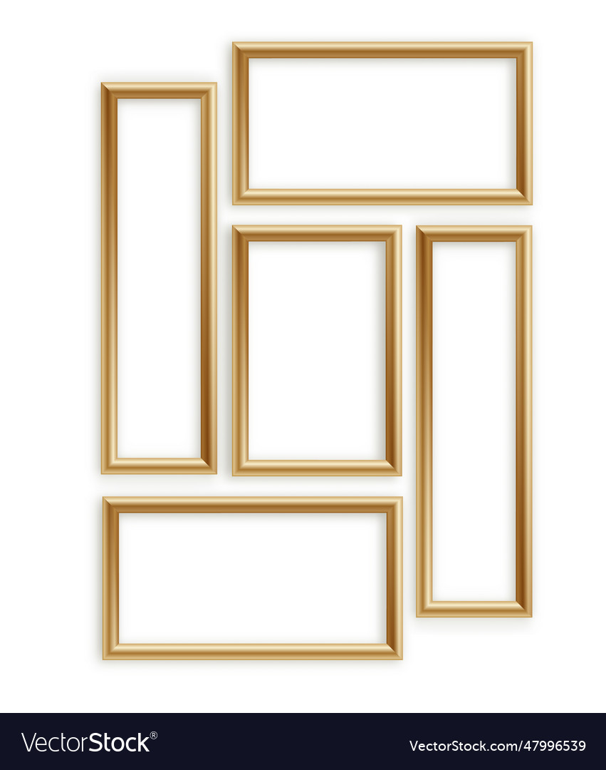 Wooden Photo Frame Collection 3d Picture Vector Image Wooden Photo Frame Collection 3d Picture Vector Image