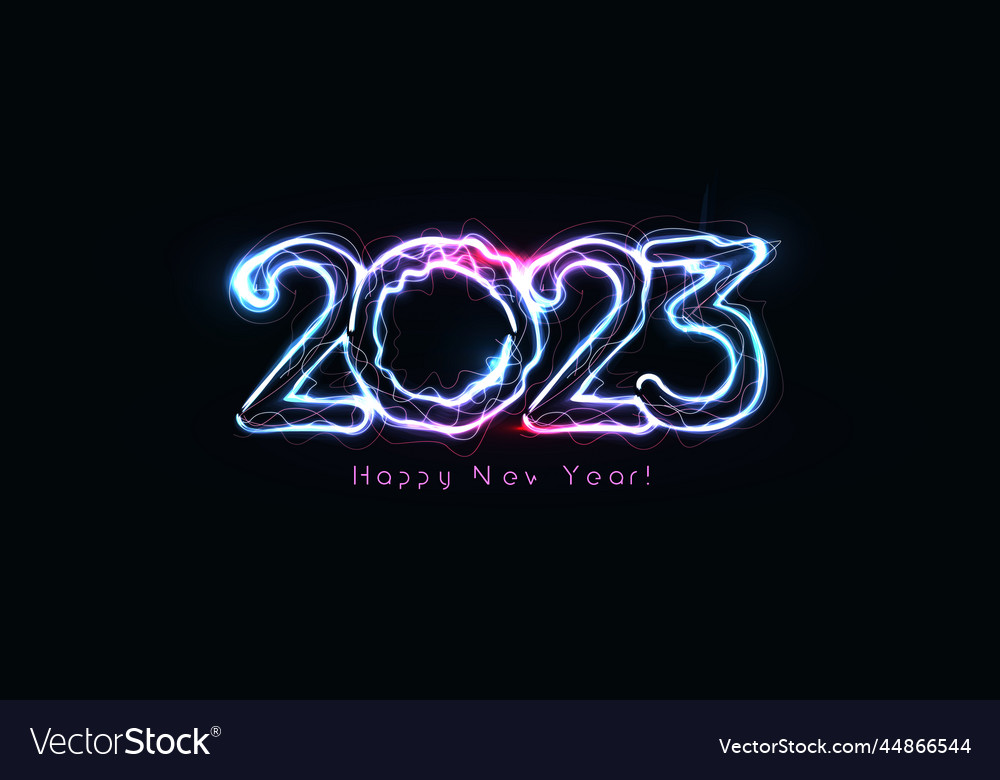 2023 numbers with magic luminous lightning contour vector image 2023 numbers with magic luminous lightning contour