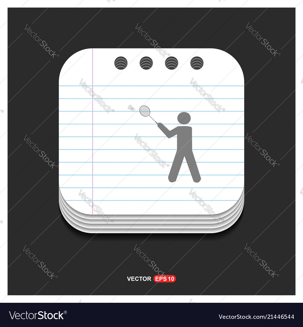 Bedminton player icon gray on notepad style