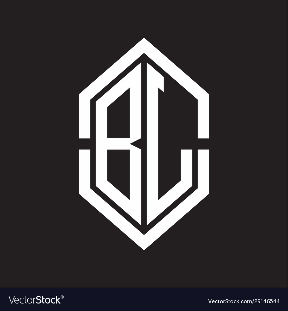Bl logo monogram with hexagon shape and outline