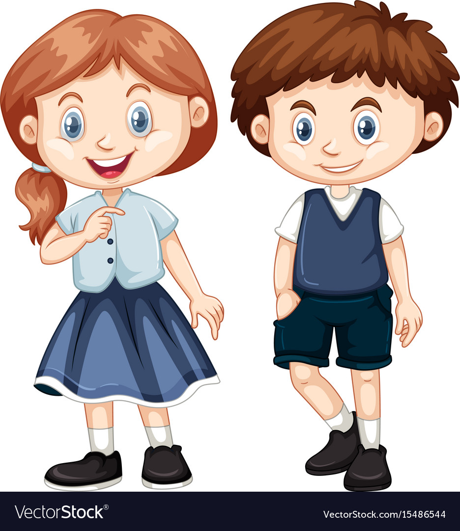 Boy and girl with happy smile Royalty Free Vector Image