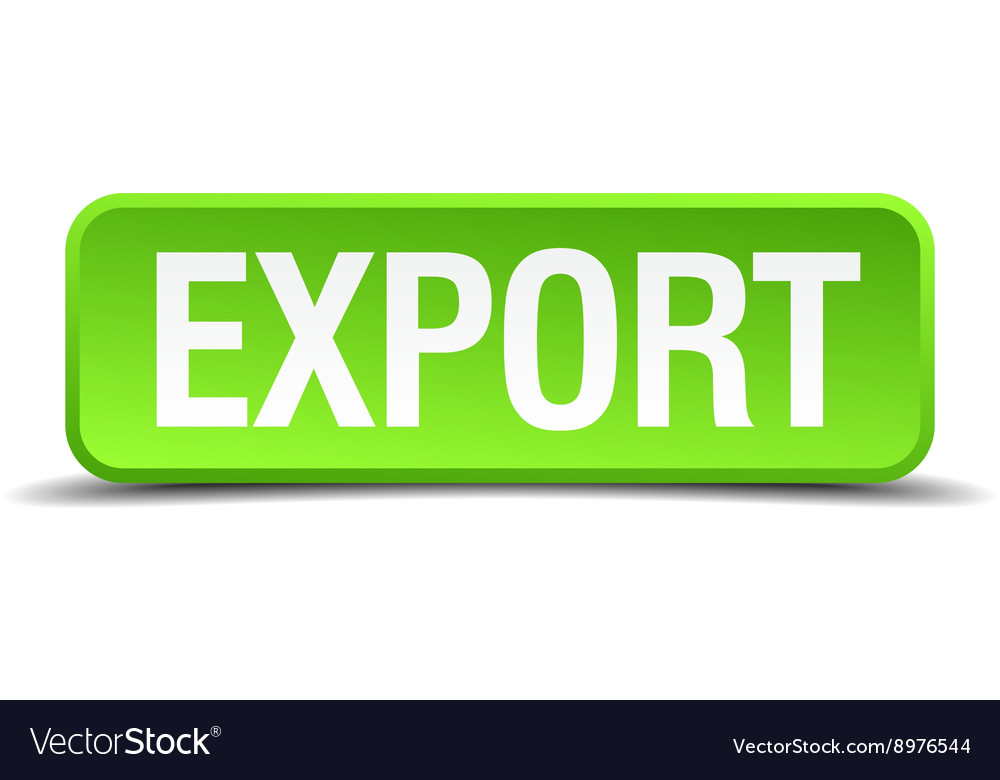 Export green 3d realistic square isolated button