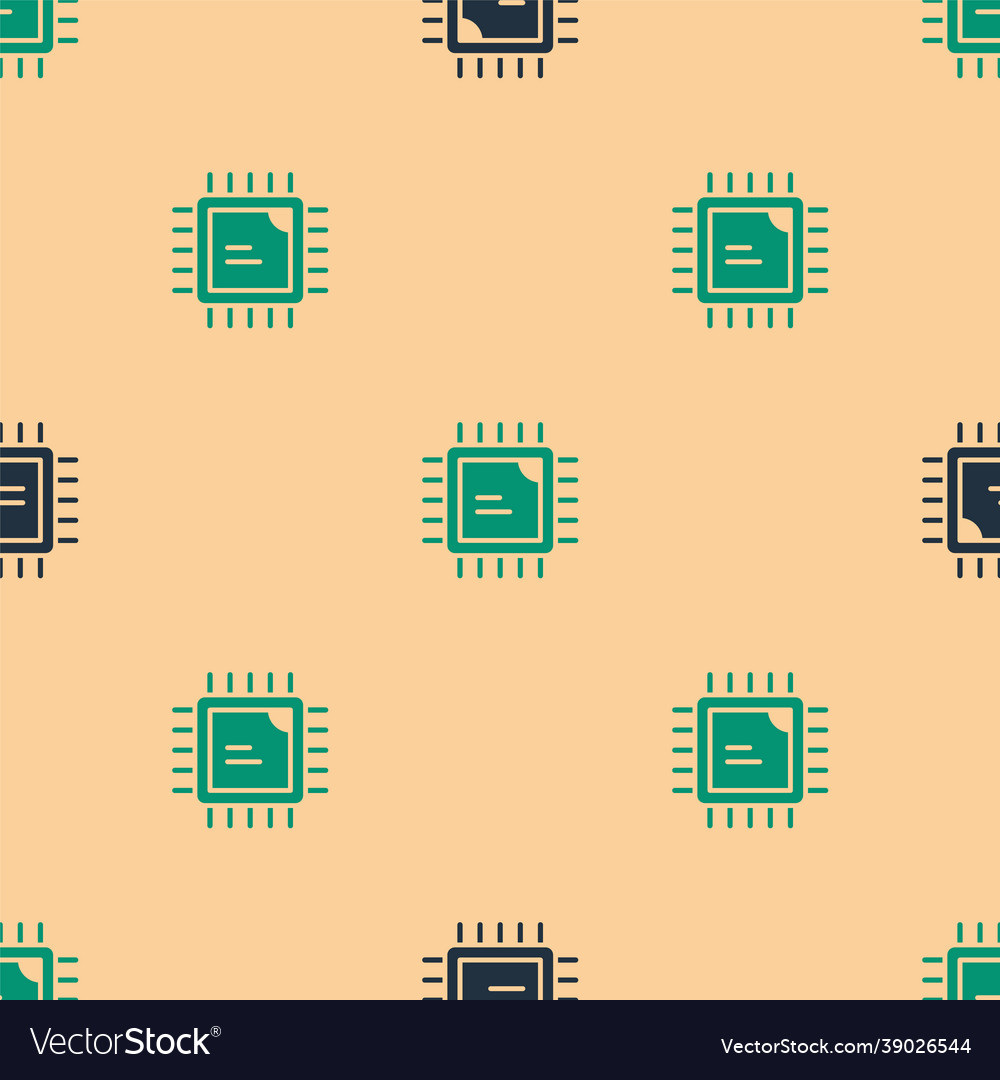 Green and black computer processor vector image Green and black computer processor