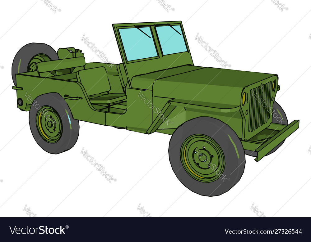 Green military jeep on white background Royalty Free Vector