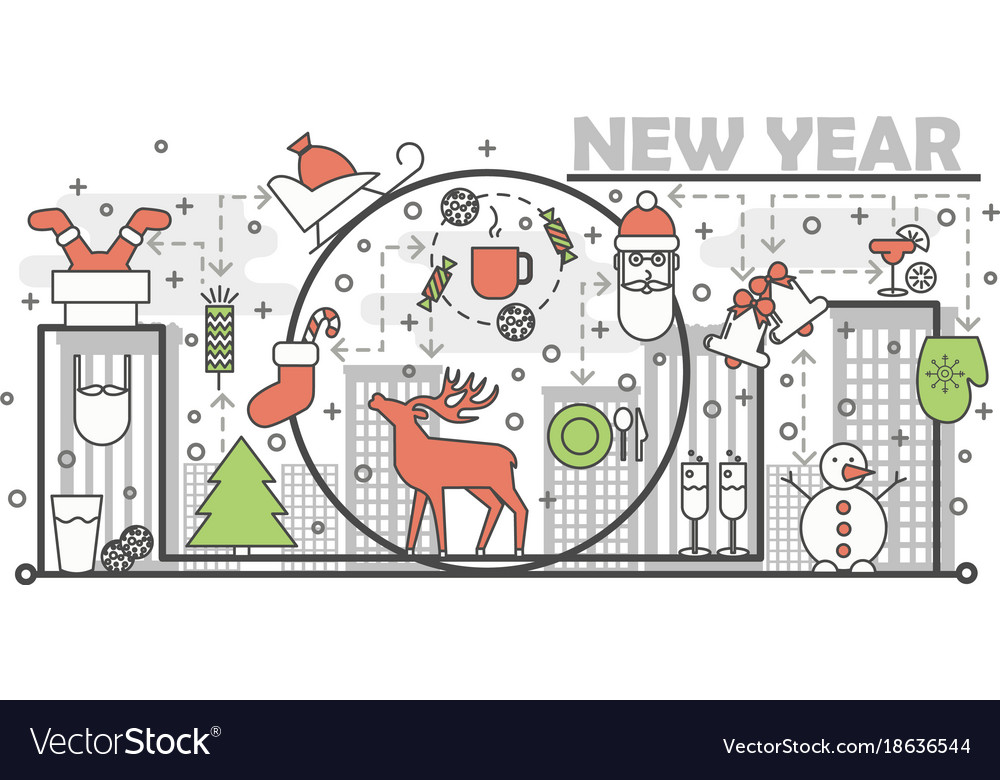 Holiday christmas and new year concept line banner