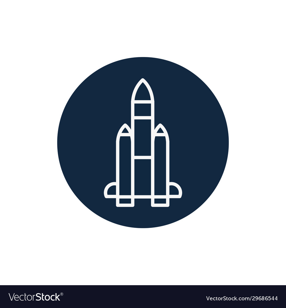 Isolated rocket line block style icon vector image Isolated rocket line block style icon