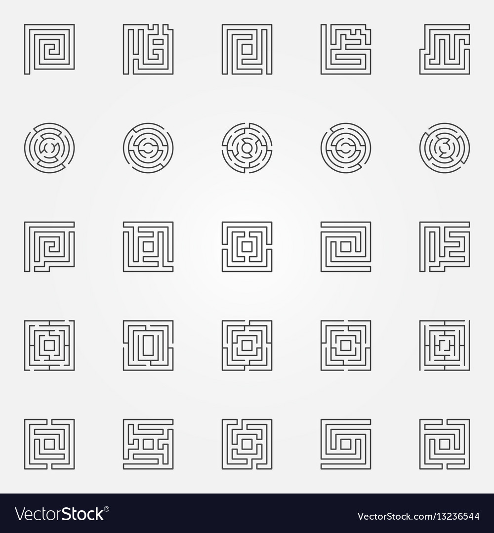 Labyrinth Maze Icons - Puzzle Set