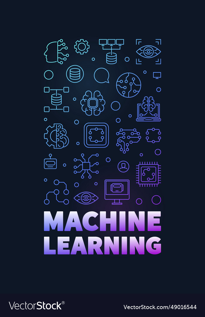 Machine learning vertical colored banner in thin vector image Machine learning vertical colored banner in thin